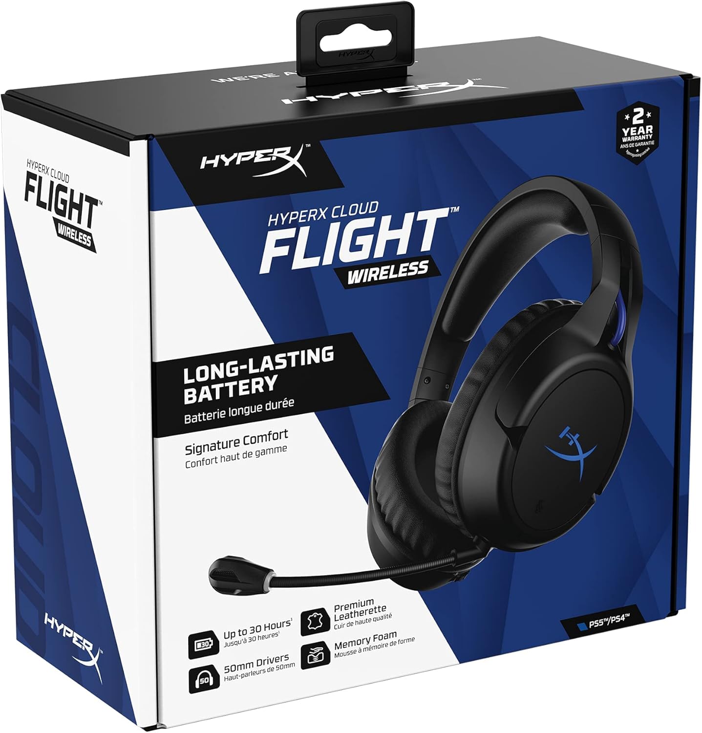 HyperX Cloud Flight Wireless Gaming Headset, Long Lasting Battery , Detachable Noise Cancelling Microphone, Comfortable Memory Foam, Works with PC, PS4 & PS5 (Open Box)