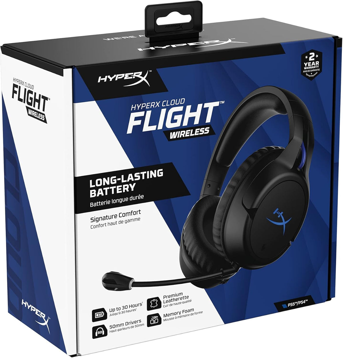 HyperX Cloud Flight Wireless Gaming Headset, Long Lasting Battery , Detachable Noise Cancelling Microphone, Comfortable Memory Foam, Works with PC, PS4 & PS5 (Open Box)
