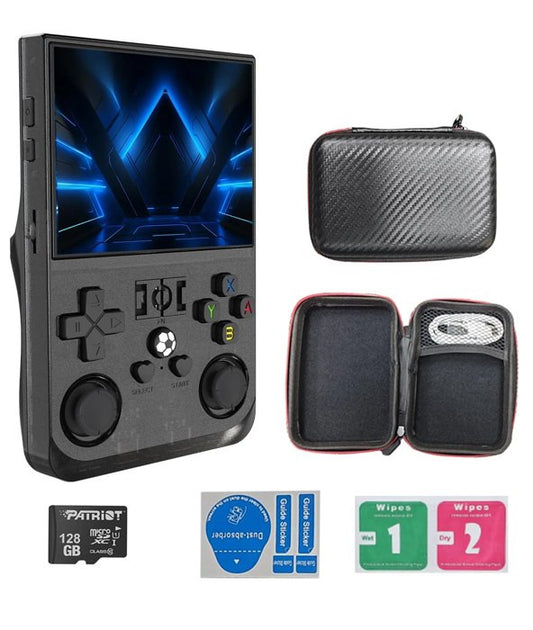 r36pro Retro Handheld Game Console Linux System 128G Card 20000+ Game,Portable Retro Game Console 3.5 IPS Screen Support 30+ Emulators (Clear Black-128G)