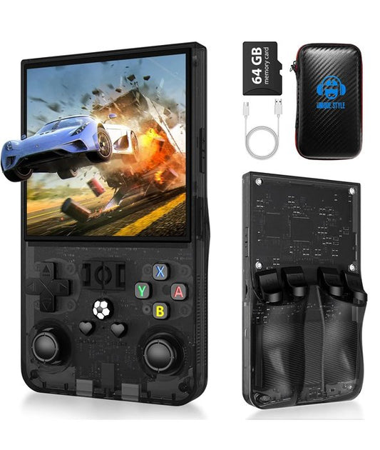 R36 Max Retro Handheld Game Console, Video Game Console with 64G Built-in 18000+ Games, 4000mAh Rechargeable, Support 30+ Simulators, Linux System, 4.0 Inch IPS Screen Portable Pocket Arcade, Black